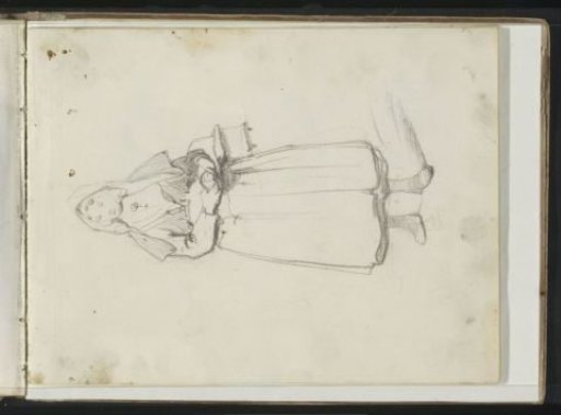 Young woman with a hood and a basket on her arm