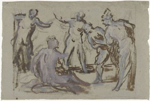 Job on the dunghill, surrounded by his friends