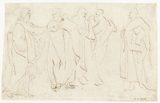 Group of standing men in togas