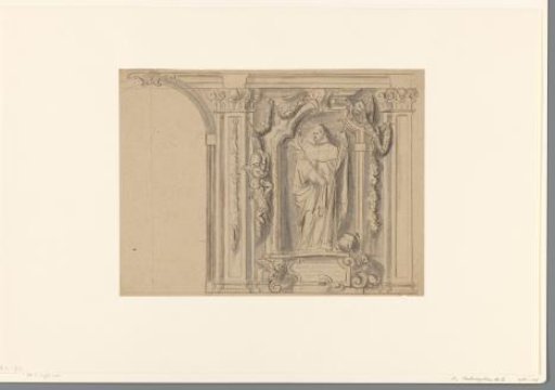 Design for a Wall Niche with a Standing Saint