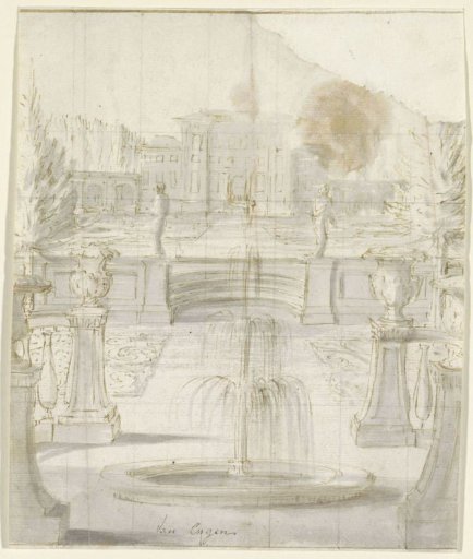 Garden landscape with country house