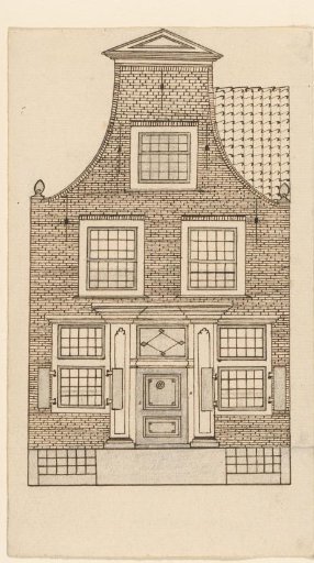 Architectural drawing of a cottage with a stepped gable