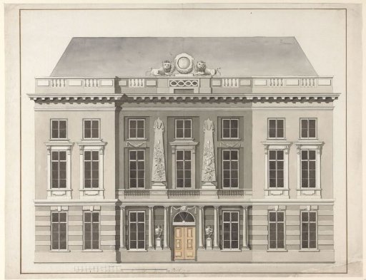 Design for a classical facade with sculptural work