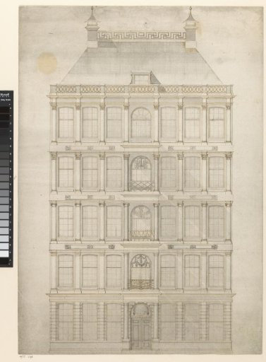 Design for the facade of a building with four storeys