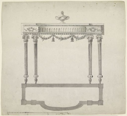 Wall table with vase