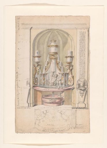 Design for a wall niche with a fountain