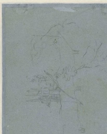 Recto: Sketch of a House / Verso: Dovecote between Trees