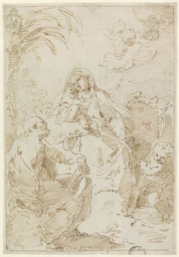 The Holy Family with the Young John the Baptist, Seated Under a Palm Tree