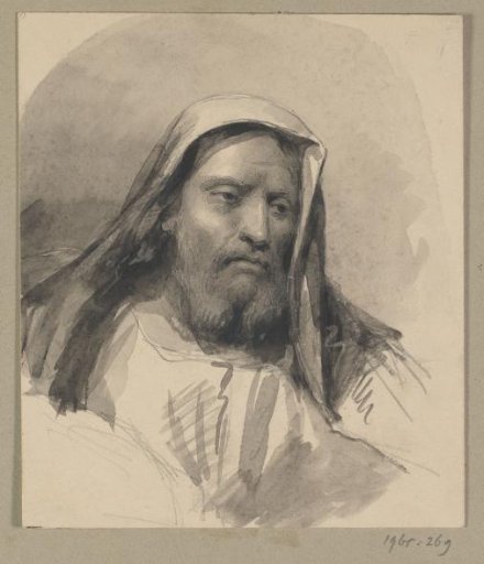 Head of a veiled man with a beard
