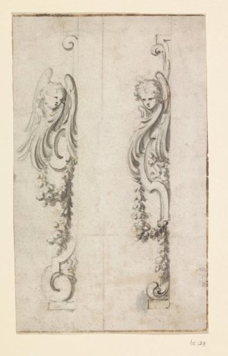 Two side panels of church furniture