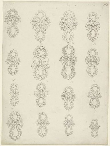 Three sheets with designs for earrings