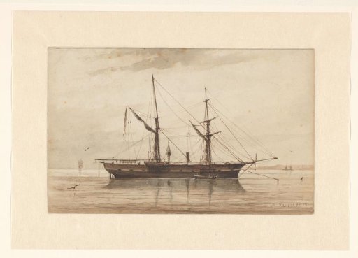 Sailing Ship Anchored in Calm Water