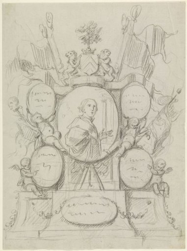 Tomb monument with medallions and putti