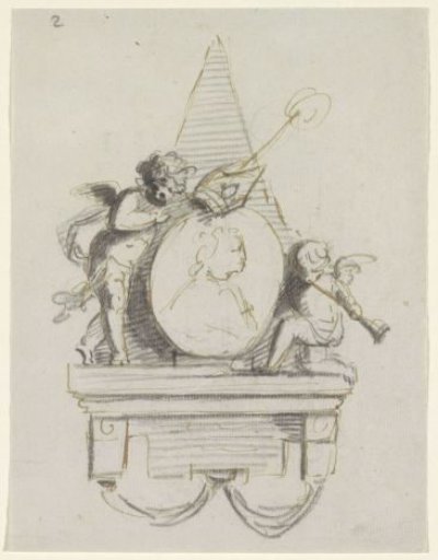 Tomb monument with medallion and putti