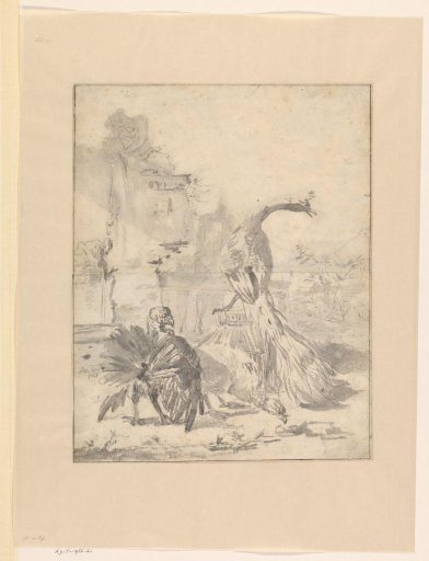 Henhouse with a Peacock and Two Turkeys