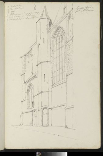 View of one of the towers of the Great or St. Lawrence's Church in Alkmaar