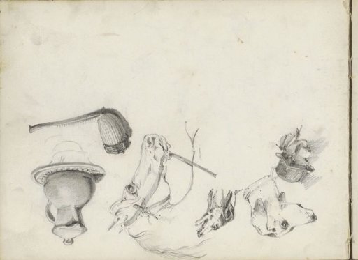 Study Sheet, Including Dogs, a Horse, and a Can