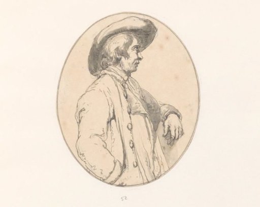 Study of a man with a hat, in profile, to the right