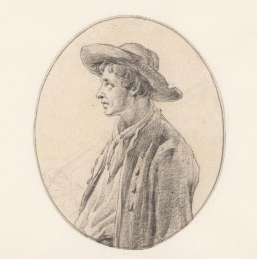 Study of a man with a hat, in profile, to the left