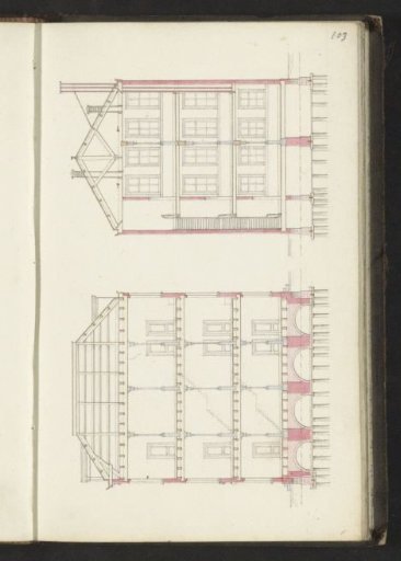 Sections of a building in length and width
