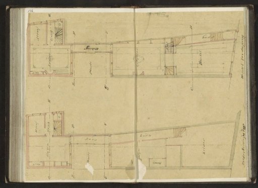 Floor plans of a cellar and shop floor