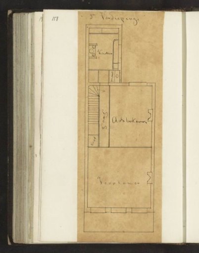 Floor plan of the third floor of a dwelling house