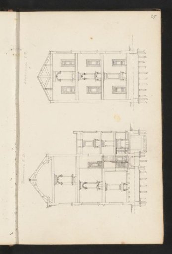 Cross-sections of two houses