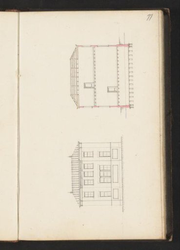 Façade and section of a building