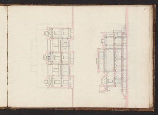 Cross-sections of two buildings across the width
