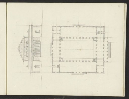 Plan and facade of a building
