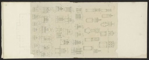 Study sheet with plans, facades and architectural details