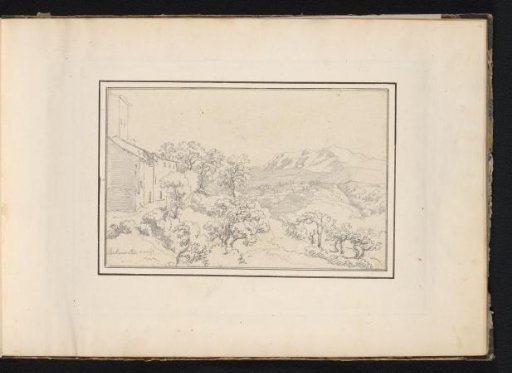 Hilly landscape with a building at Belmonte