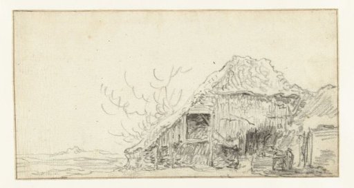 Farmhouse barn in a flat landscape