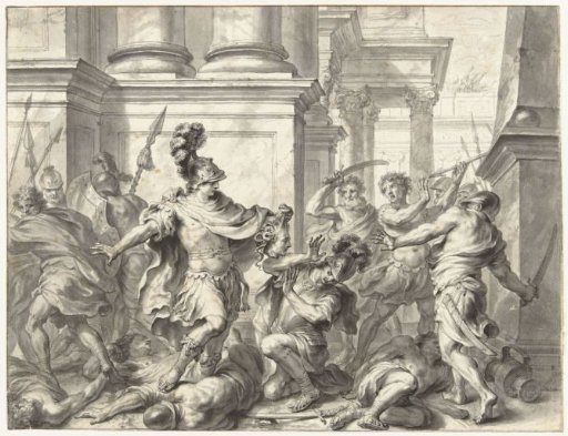 Perseus shows the head of Medusa