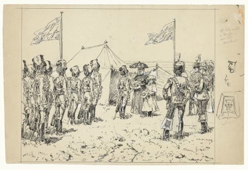 Queen Emma with Princess Wilhelmina at a military exercise on the Kempenbergerheide, 1893