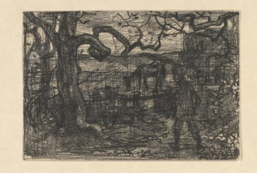 John at the edge of the forest with a horse