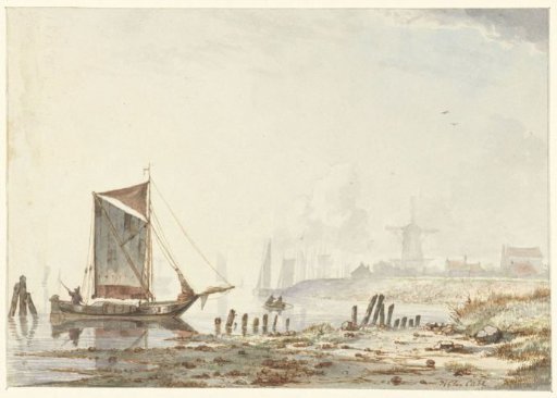 Ships on a River, Near the Bank