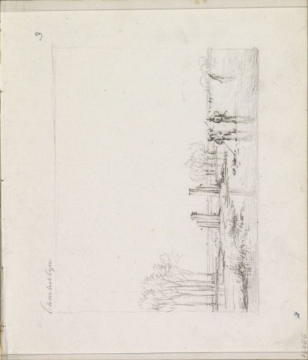 Landscape with figures making a hole in a frozen canal