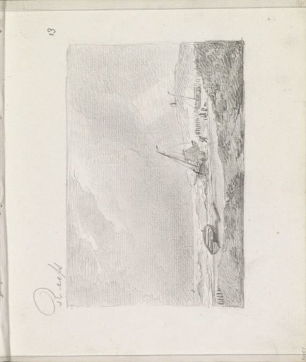 Sailing boat off a coast