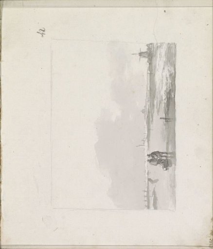 Winter landscape with a mill and figures on a frozen canal