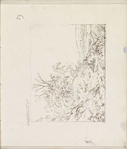 Resting traveler with a dog in a hilly landscape