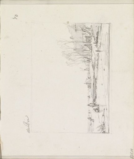 Winter landscape with figures on a frozen canal