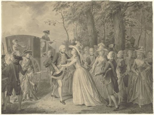Meeting of Princess Wilhelmina with her brother King Frederick William II of Prussia at Cleves, 1788