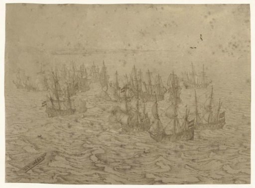 Naval battle off a coast