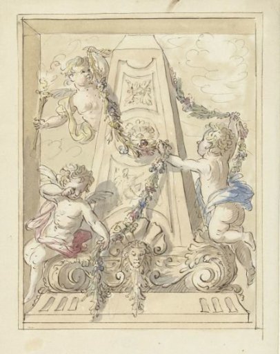 Monument Draped with Swags by Mourning Putti