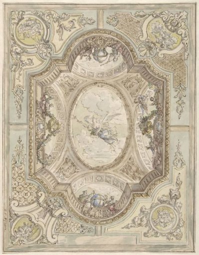 Design for a ceiling painting with a representation of Aurora in the center