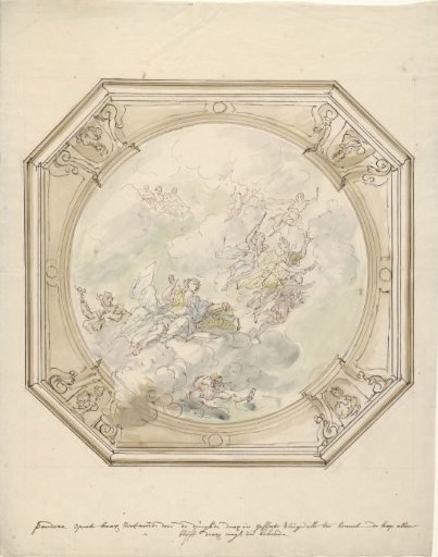 Design for a ceiling painting with the box of Pandora