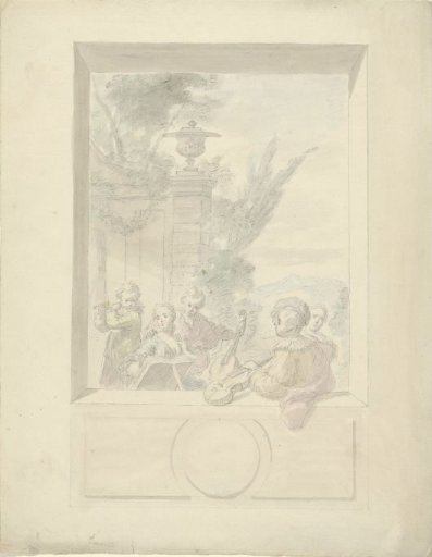 Design for a Mural with Young People Making Music