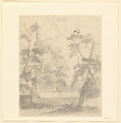 Garden view with decorations