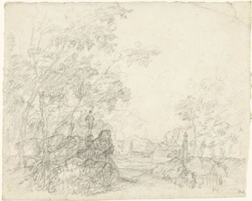 Landscape with a sculpture